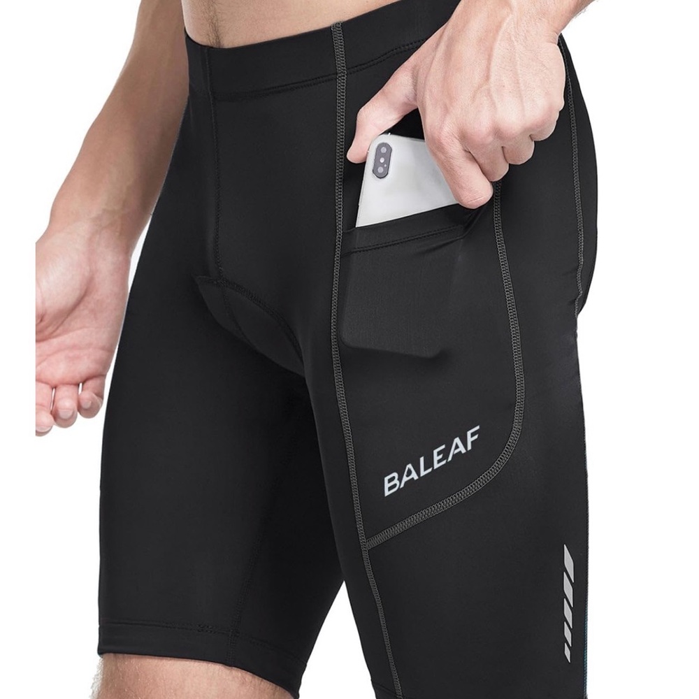 Baleaf Padded Men's Black Cycling Shorts with Side Pocket